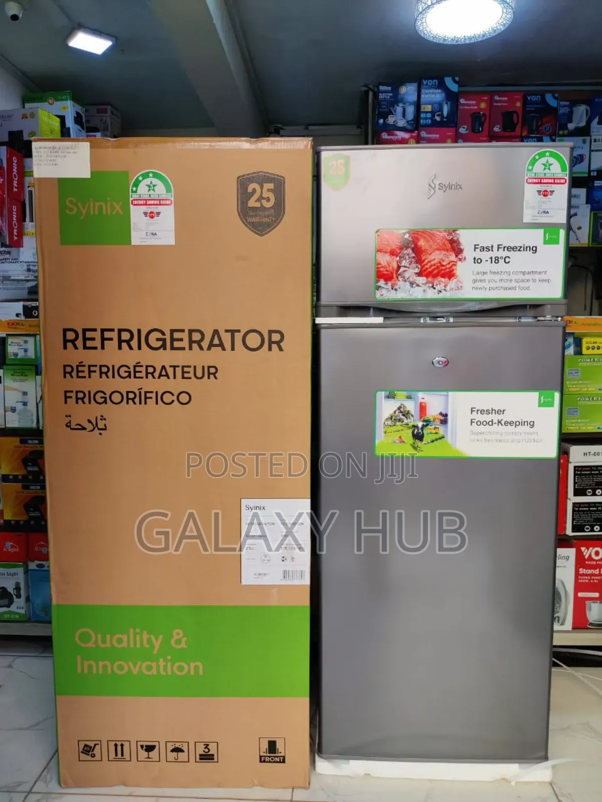 Syinix Fridge Double Door 210litres 3stars Top Freezer