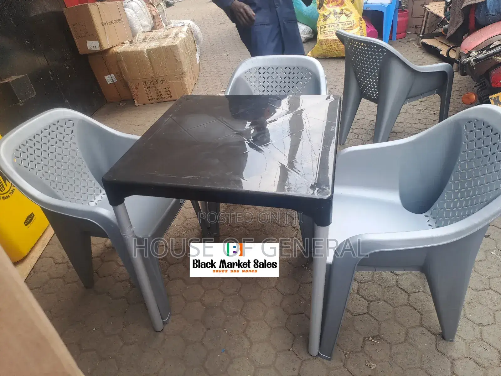 3 Strong Plastic Chair and 1 Table With Metal Tubing Legs