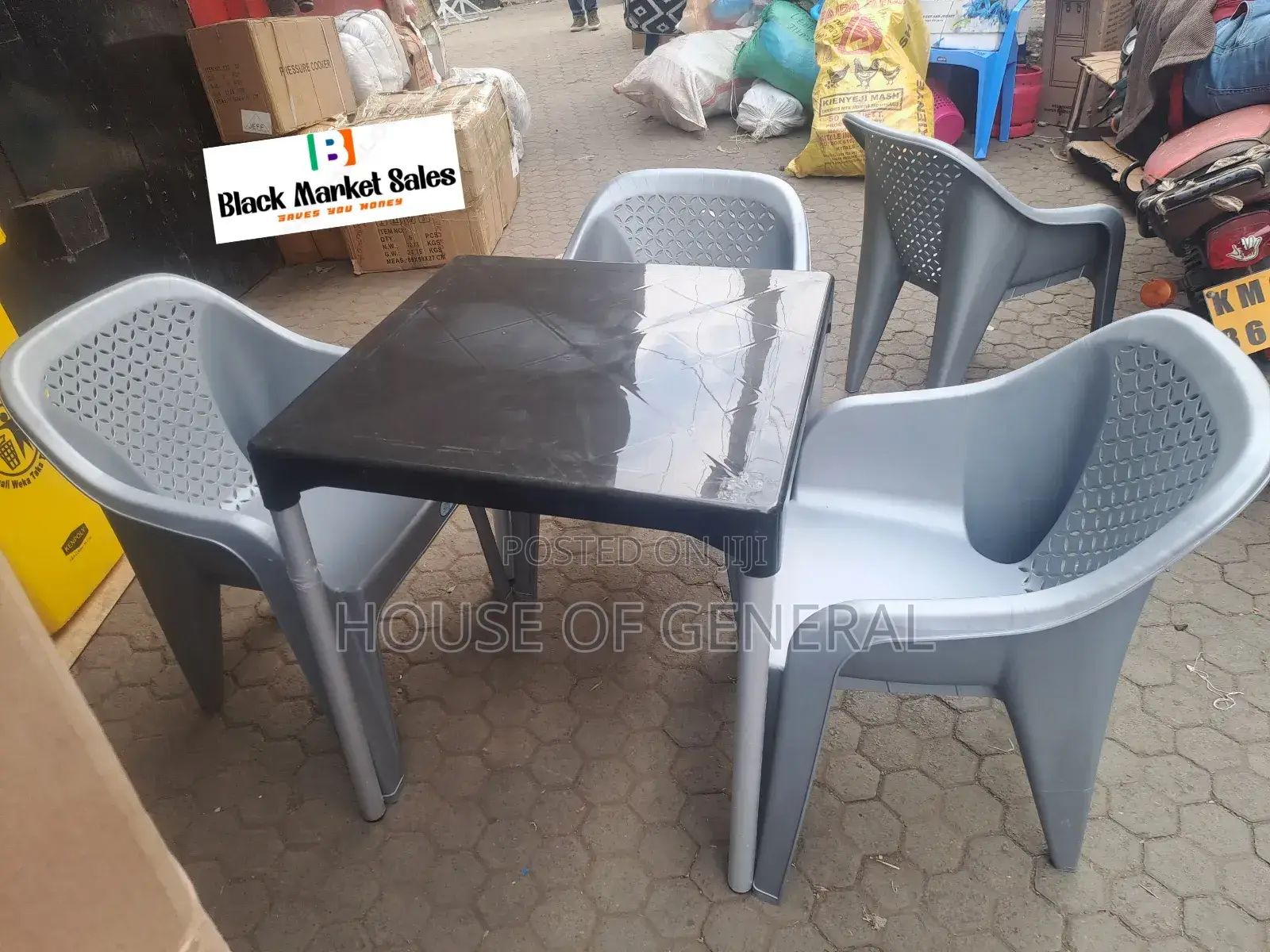 3 Strong Plastic Chair and 1 Table With Metal Tubing Legs