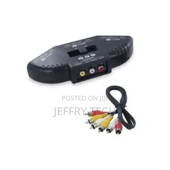 3-Way Audio Video AV RCA Black Switch Selector Box Splitter