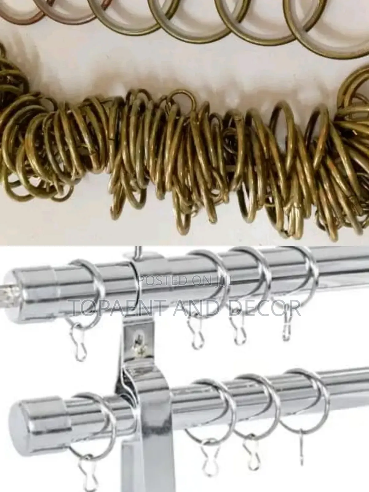 Silver and Gold Round Metallic Curtain Rods Rings