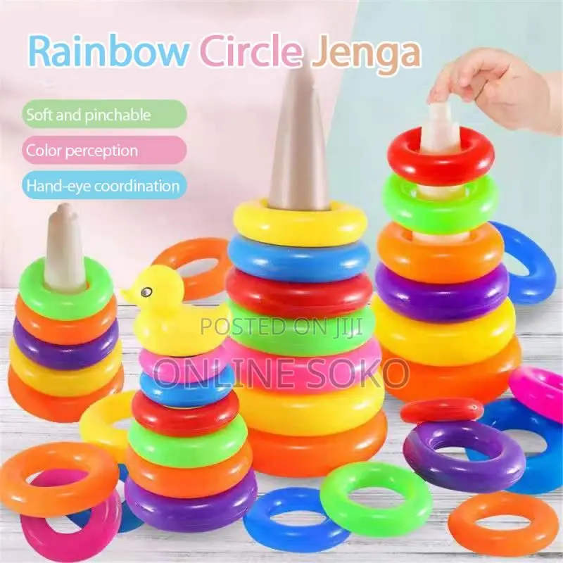 Kids Colourful Plastic Tower Stacking Rings Educational Toy