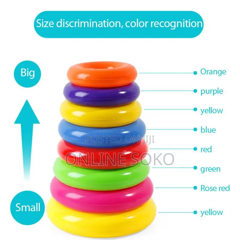 Kids Colourful Plastic Tower Stacking Rings Educational Toy