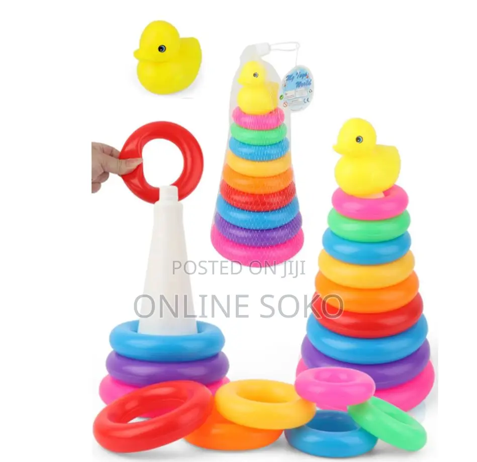 Kids Colourful Plastic Tower Stacking Rings Educational Toy