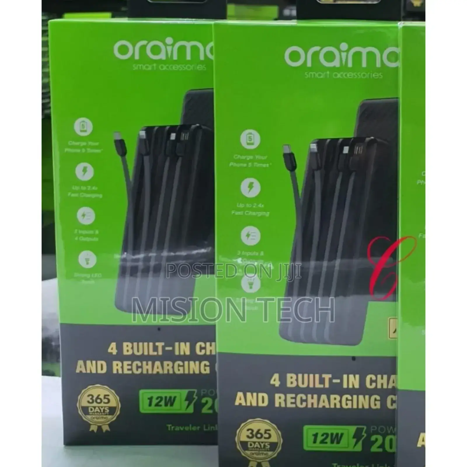 Oraimo Traveler 20,000mah Power Banks With Built-in Cables