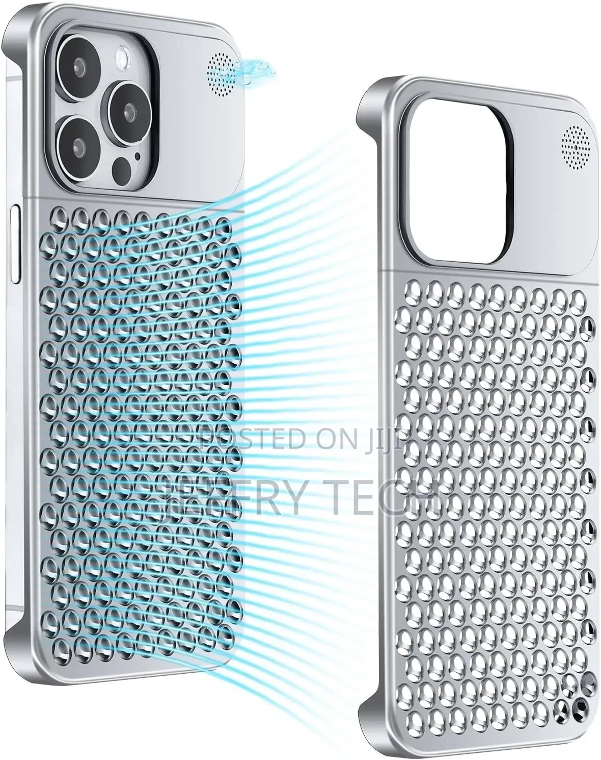 Metal Cooling Simple Phone Case for iPhone 15 Pro Max (Silve