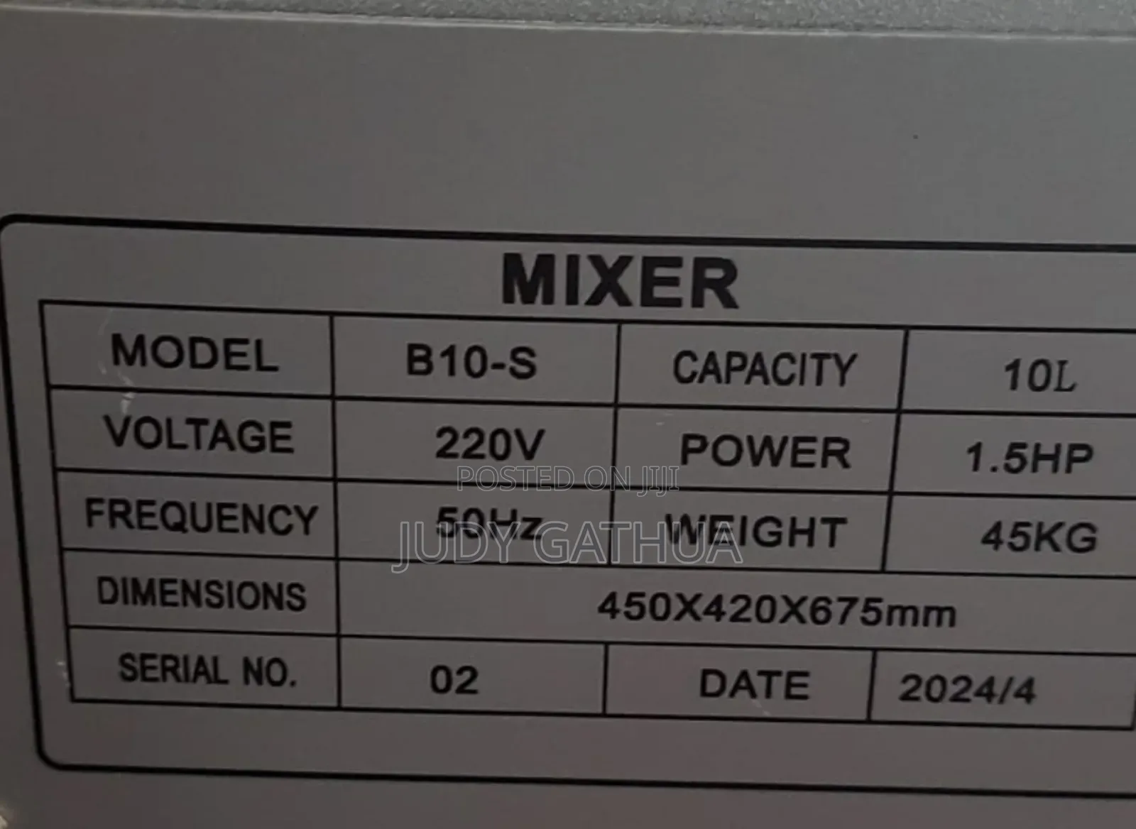 Food Mixer 10ltr