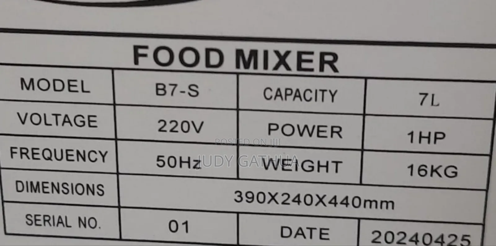 Food Mixer 7ltr