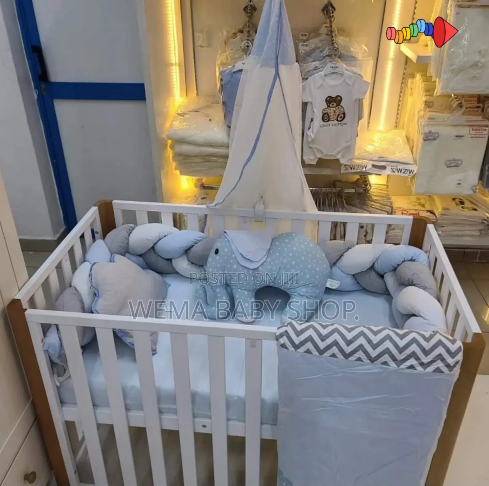 Baby Cot Braided Cot Bumper Set (With-Duvet/Bedsheet,M/Net)