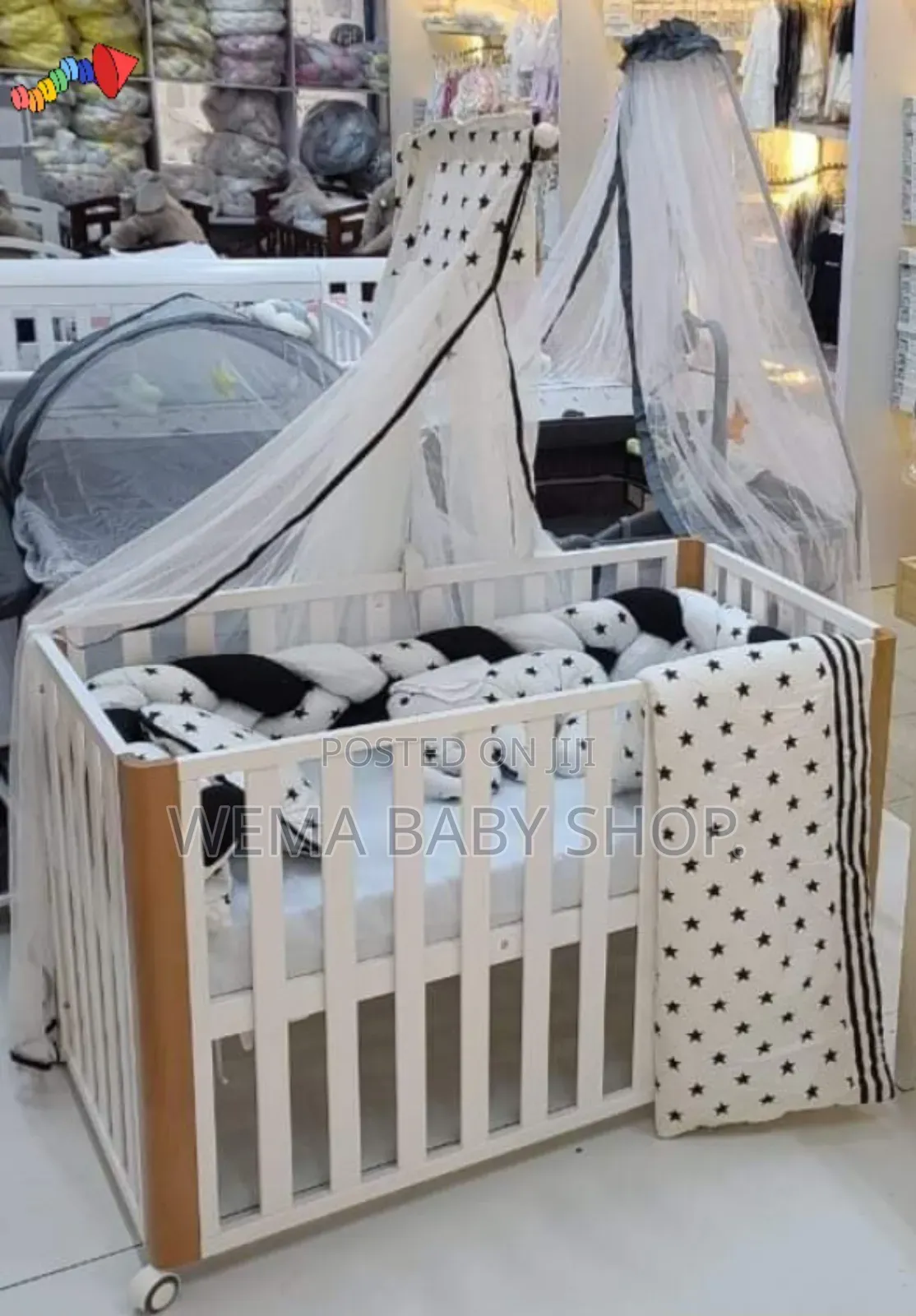 Baby Cot Braided Cot Bumper Set (With-Duvet/Bedsheet,M/Net)