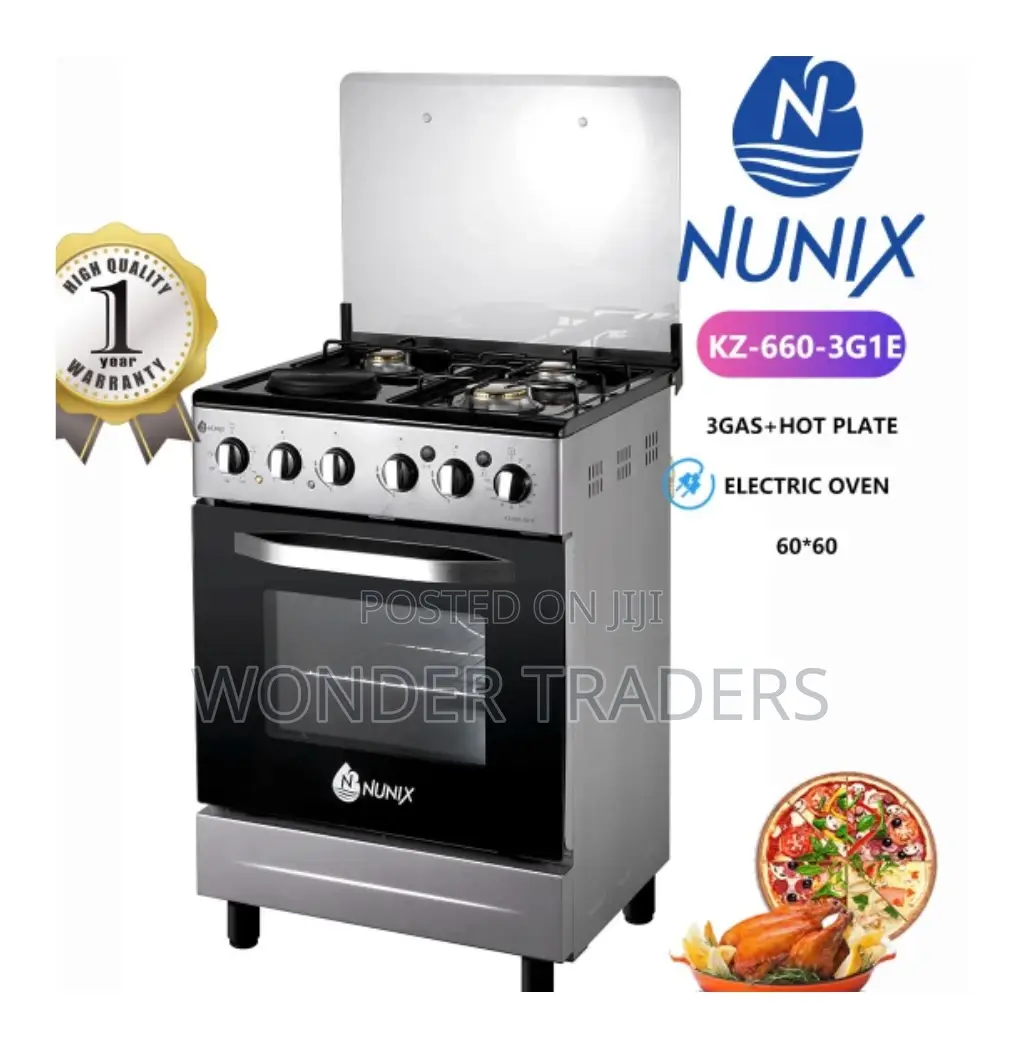*Nunix 60×60 3+1 Freestanding Cooker With Electric Oven*
