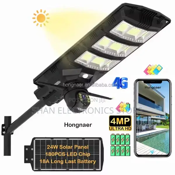 Ip65 Courtyard Solar Streetlight Quality 300w CCTV Camera 4g