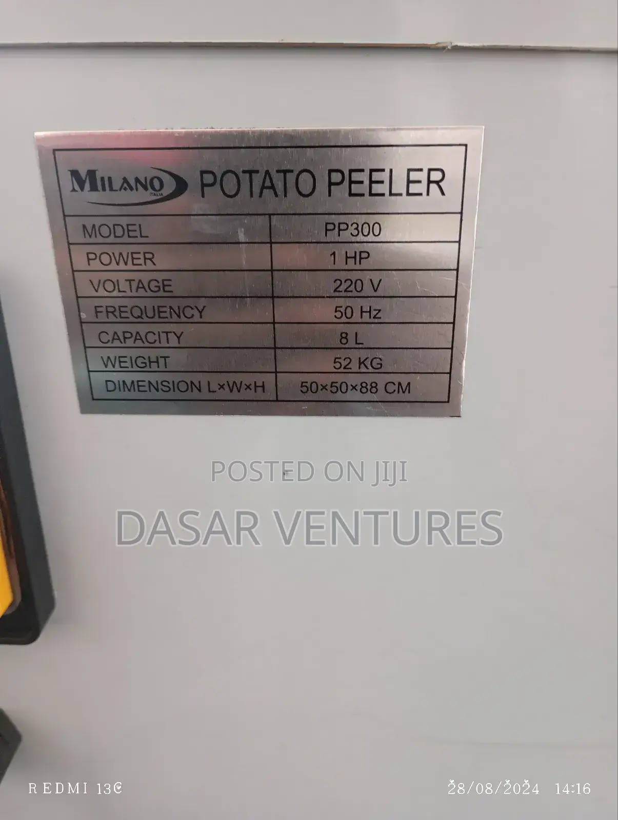 Potato Peeler 52kg Milano PP300