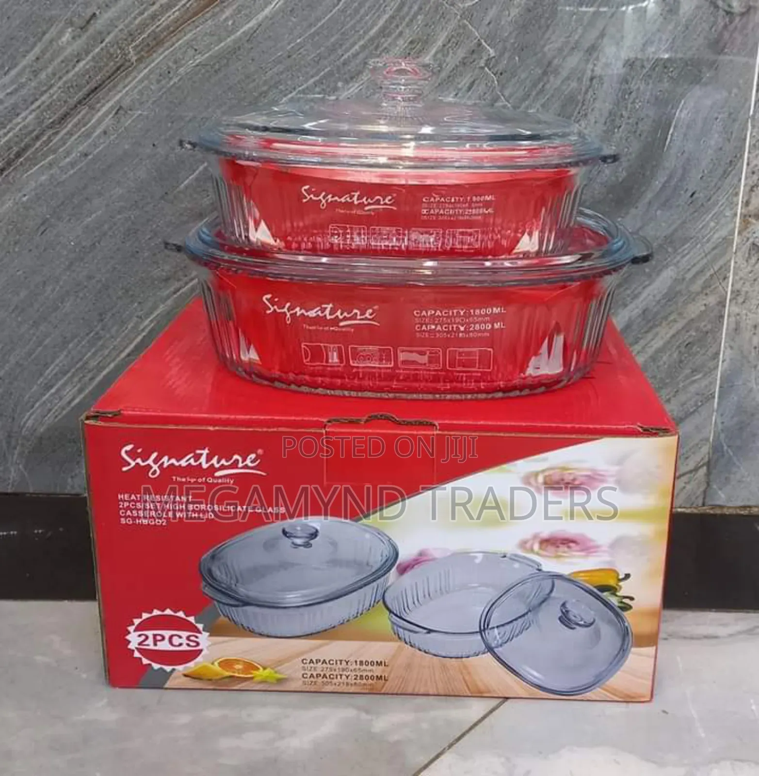 2pc Borosilicate Casserole With Lid /Baking Glass Tin