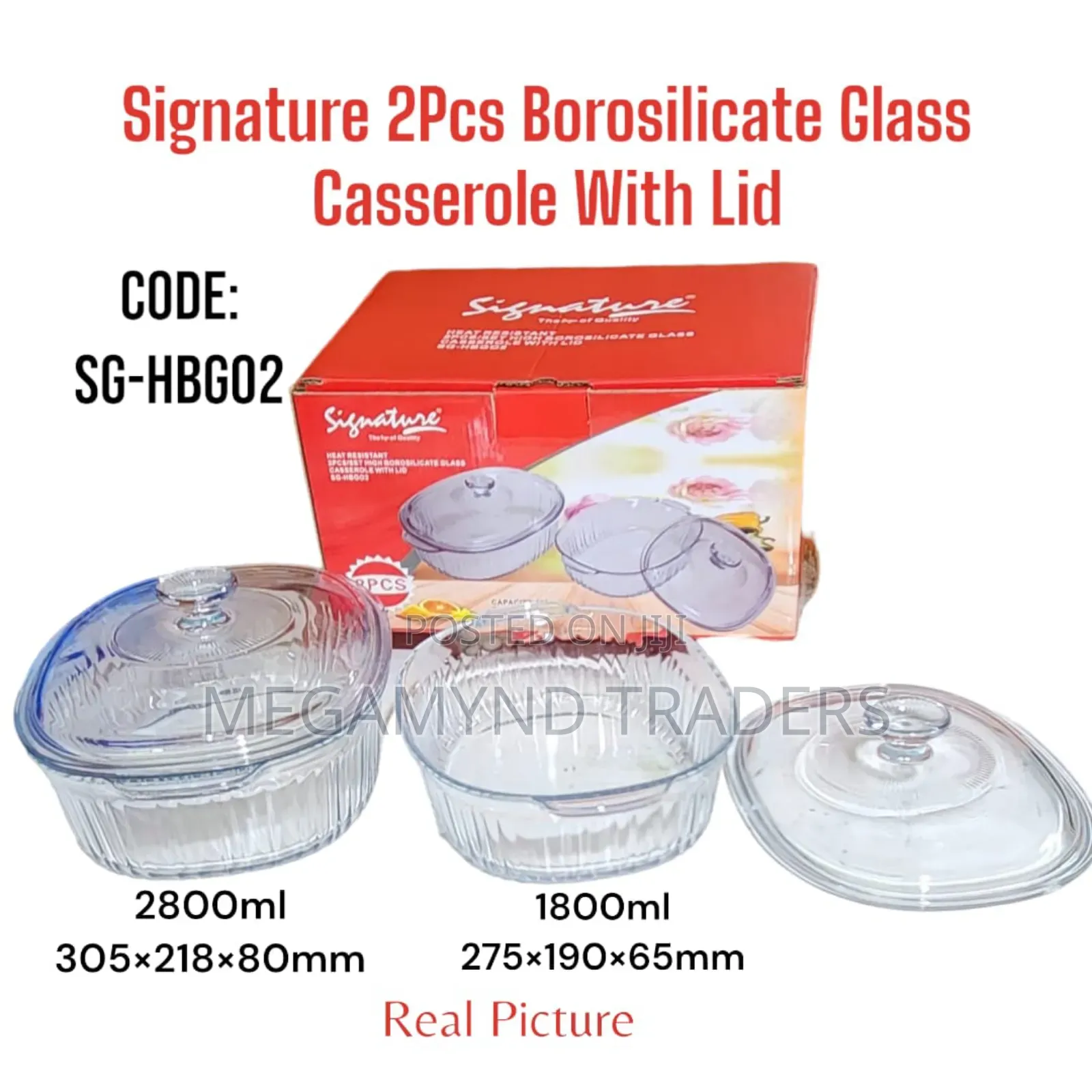 2pc Borosilicate Casserole With Lid /Baking Glass Tin