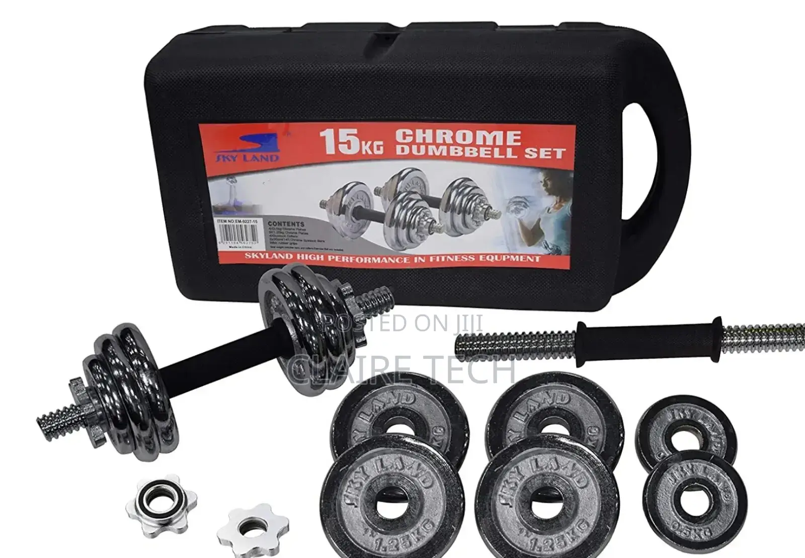 Adjustable 15kgs Chrome Dumbbells Set With Portable Case