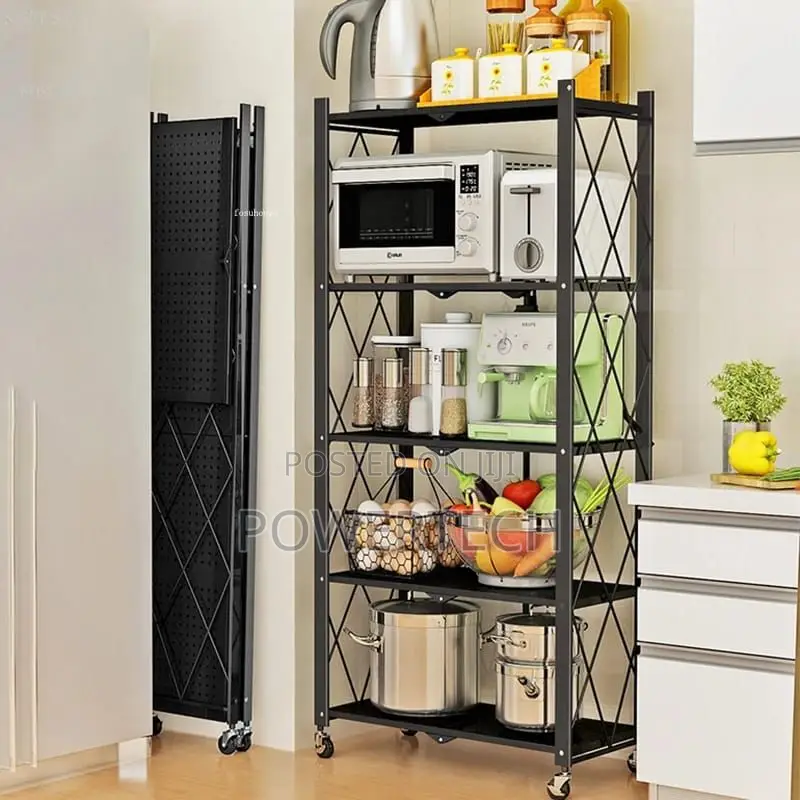 *Fordable Kitchen Metalic Storage Rack With Wheels*