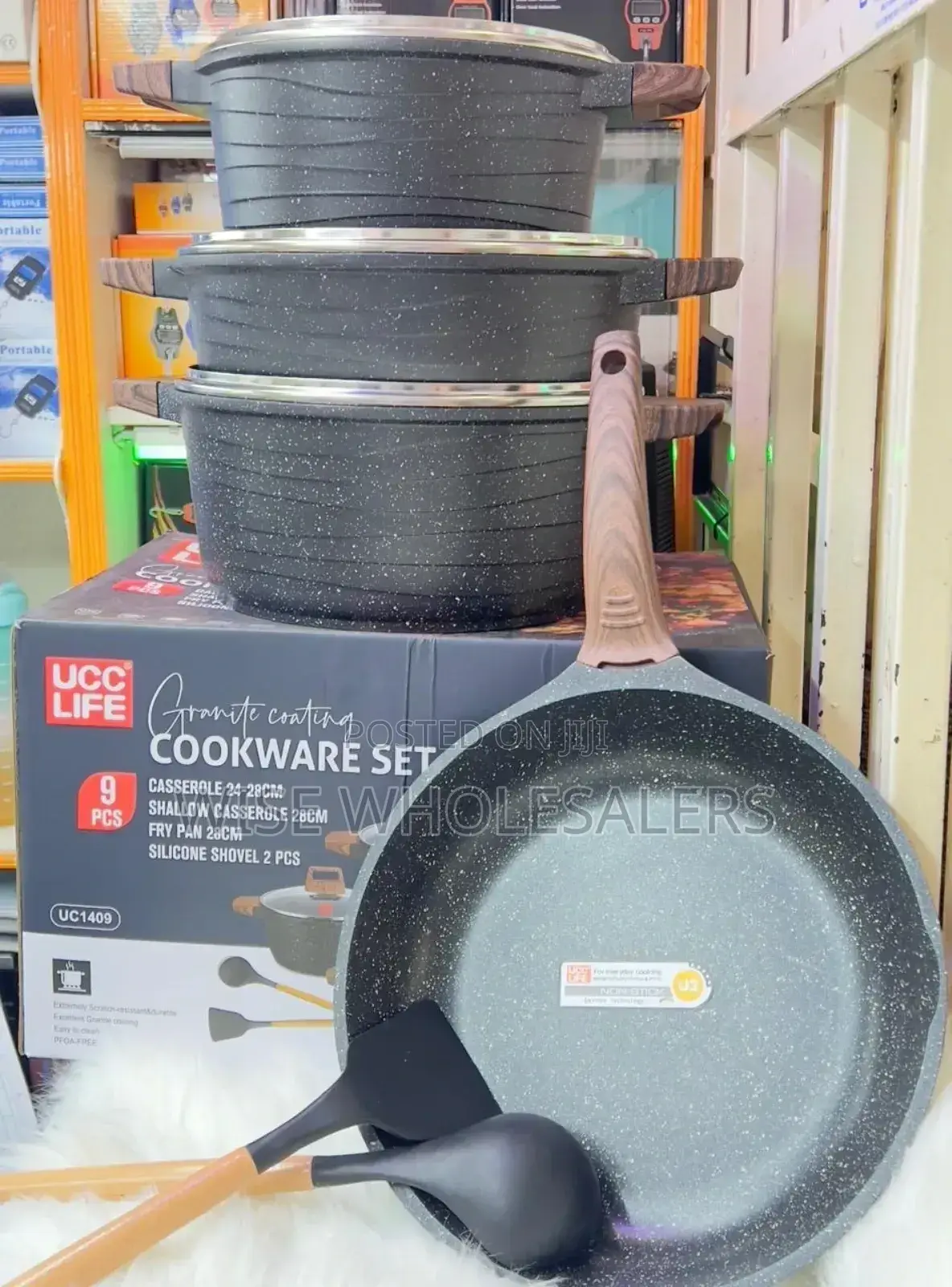 9pcs Ucc Life Granite Nonstick Cookware Set Black...