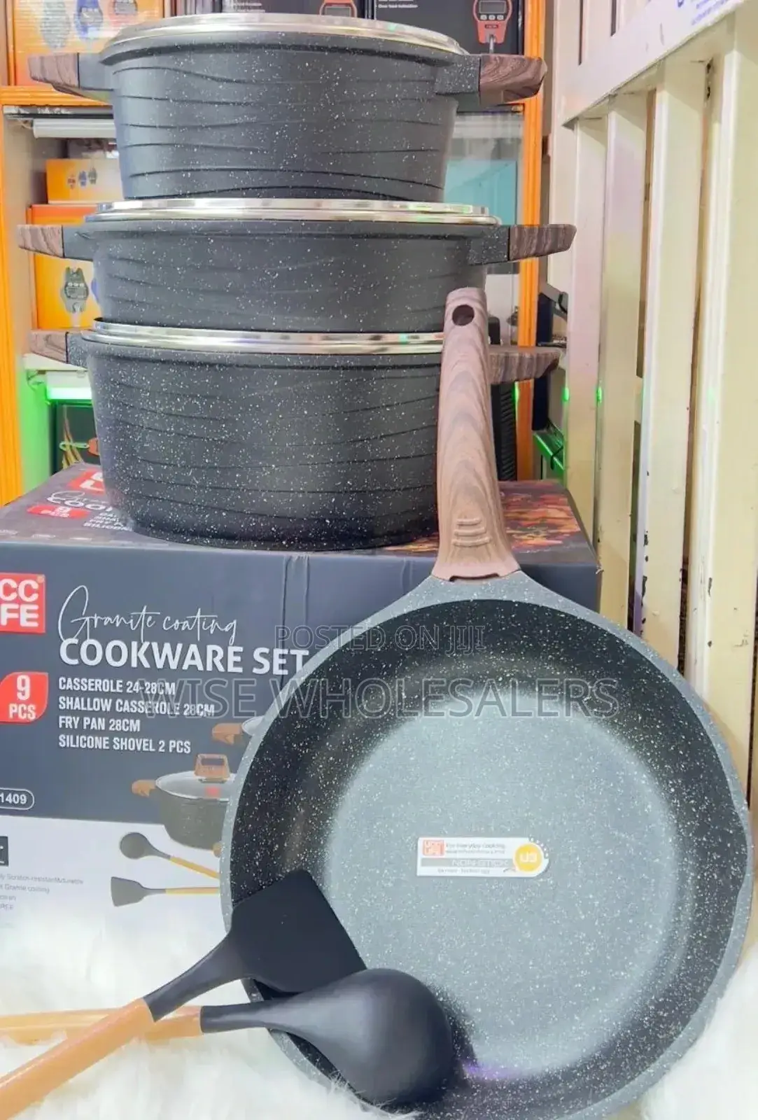 9pcs Ucc Life Granite Nonstick Cookware Set Black Grey ...