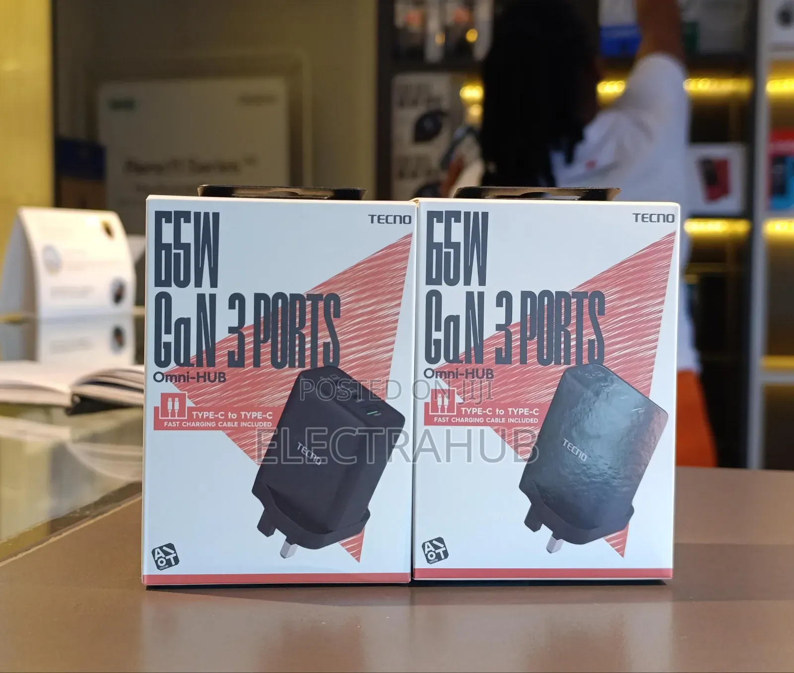 Tecno 65W Gan 3 Ports New Sealed in a Shop