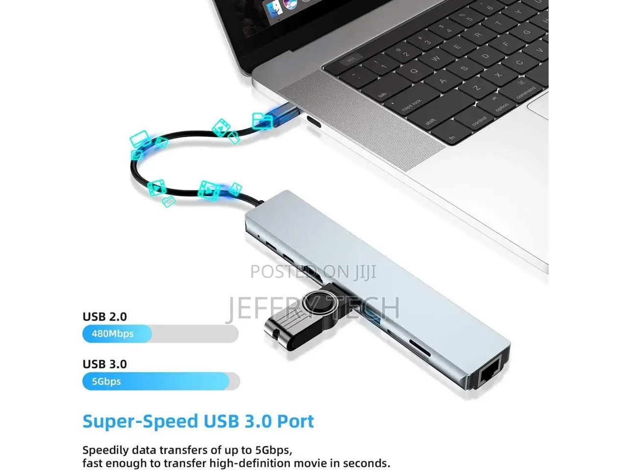 USB C Hub, 8-in-1 Type C Multiport Hub Adapter With RJ45 Eth