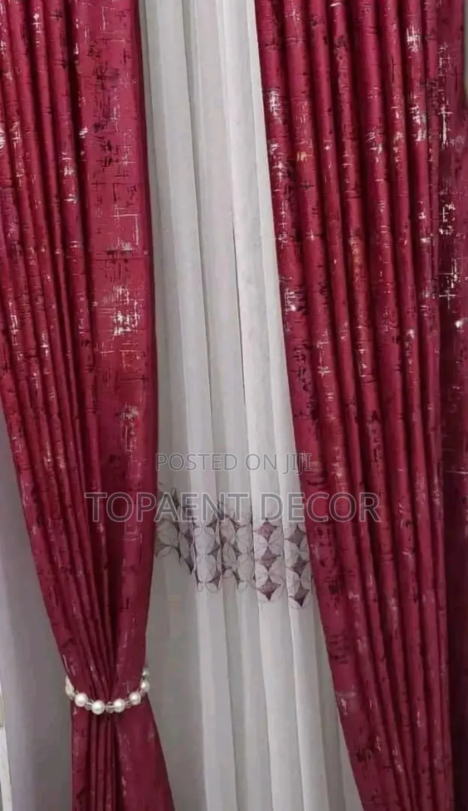 Maroon Velvet Curtains and White Sheers