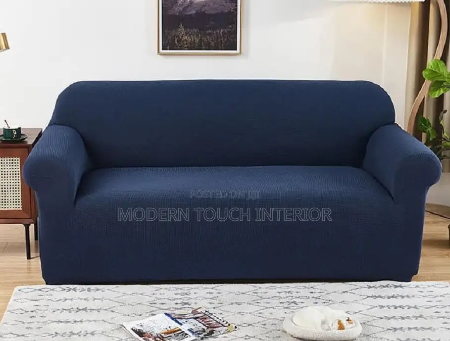 Blue Plain Sofa Cover
