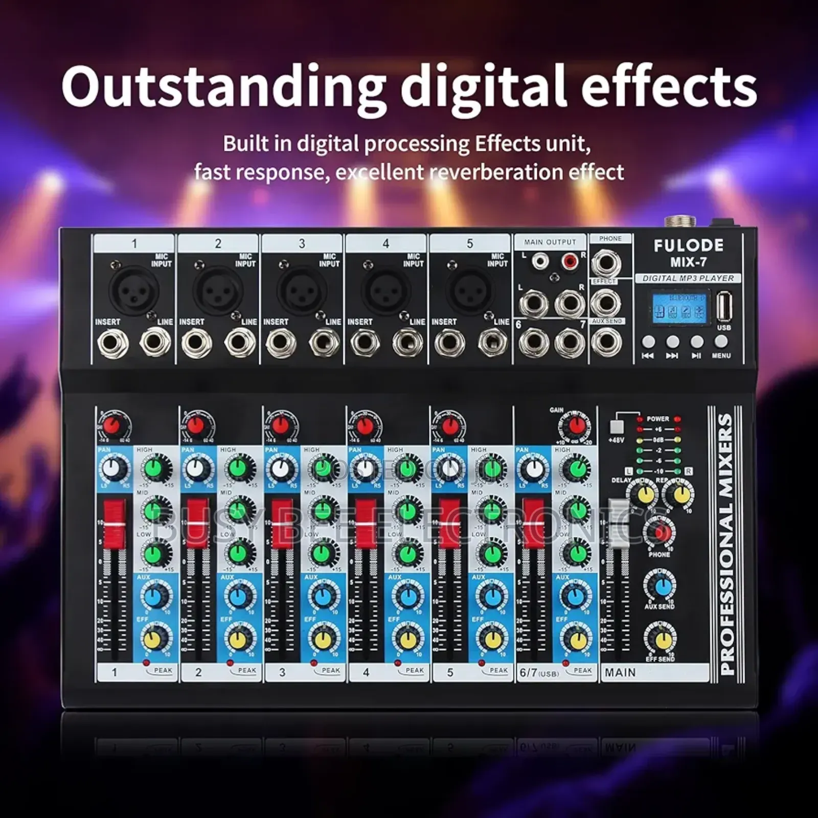 7-Channel Audio Mixer, Bluetooth Portable Sound Board