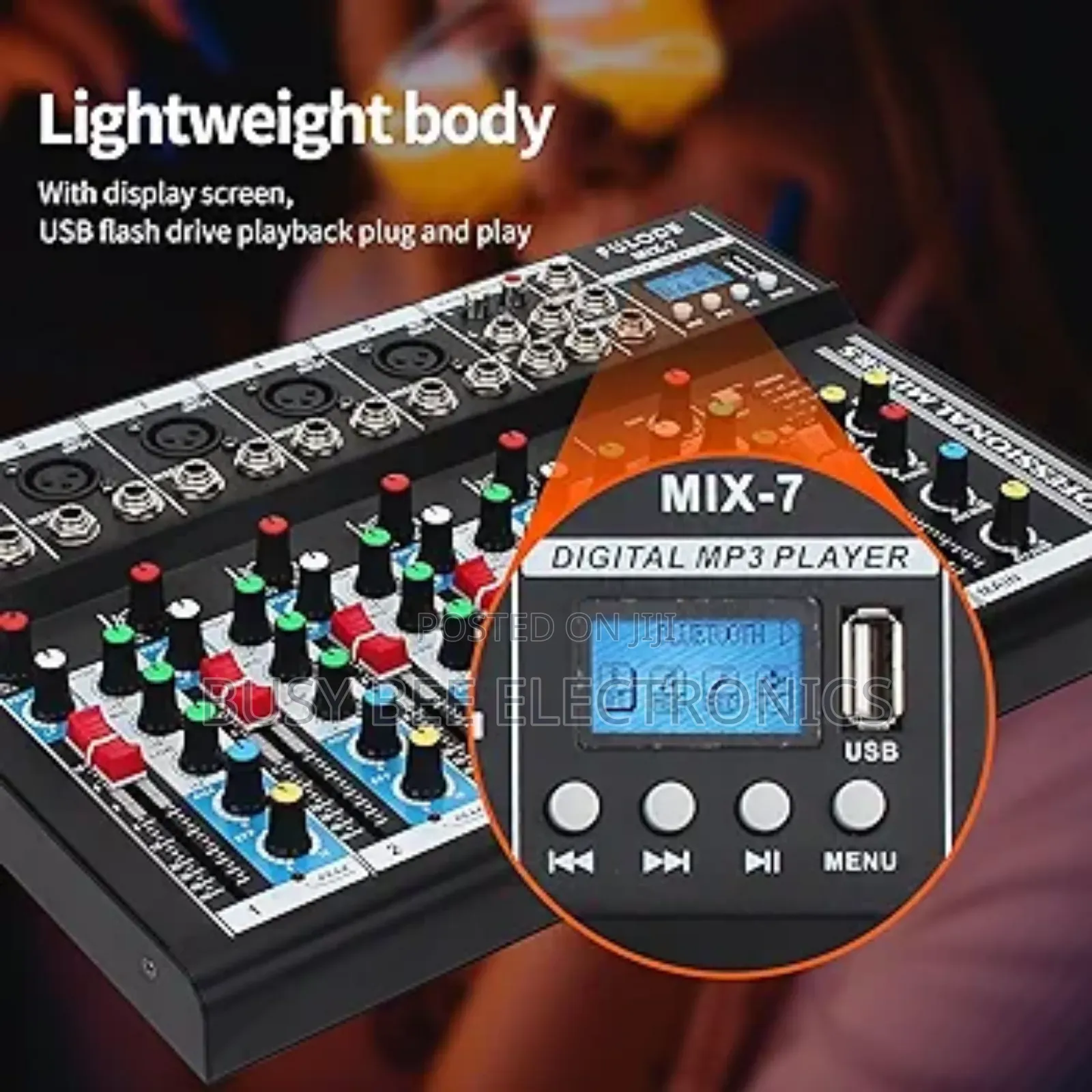 7-Channel Audio Mixer, Bluetooth Portable Sound Board