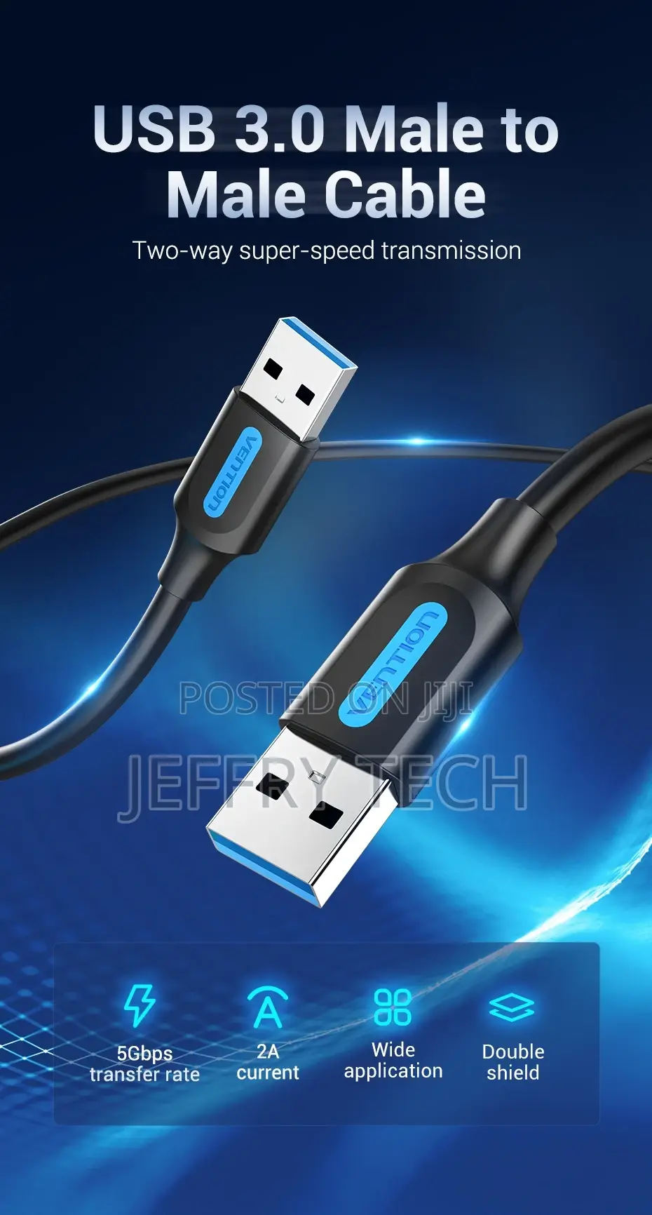 Vention CONBG USB 3.0 a Male to a Male Cable 1.5M (Black)