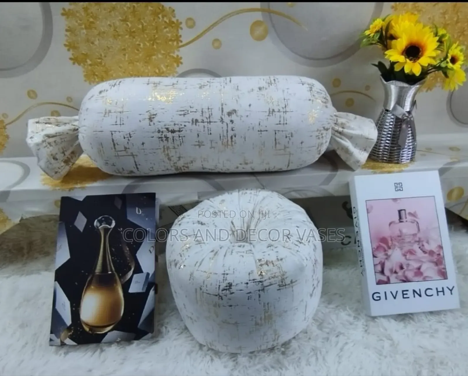 White Sausage and Wheel Pillows