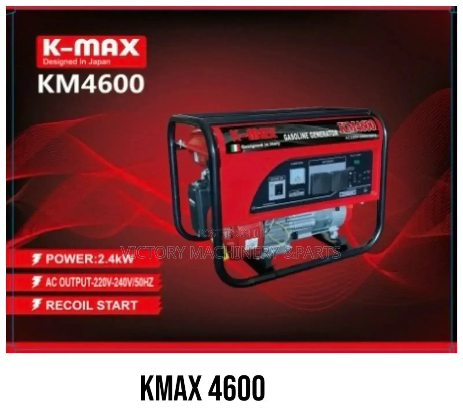 K-Max 2.4kw Petrol Driven Generator Manual Start