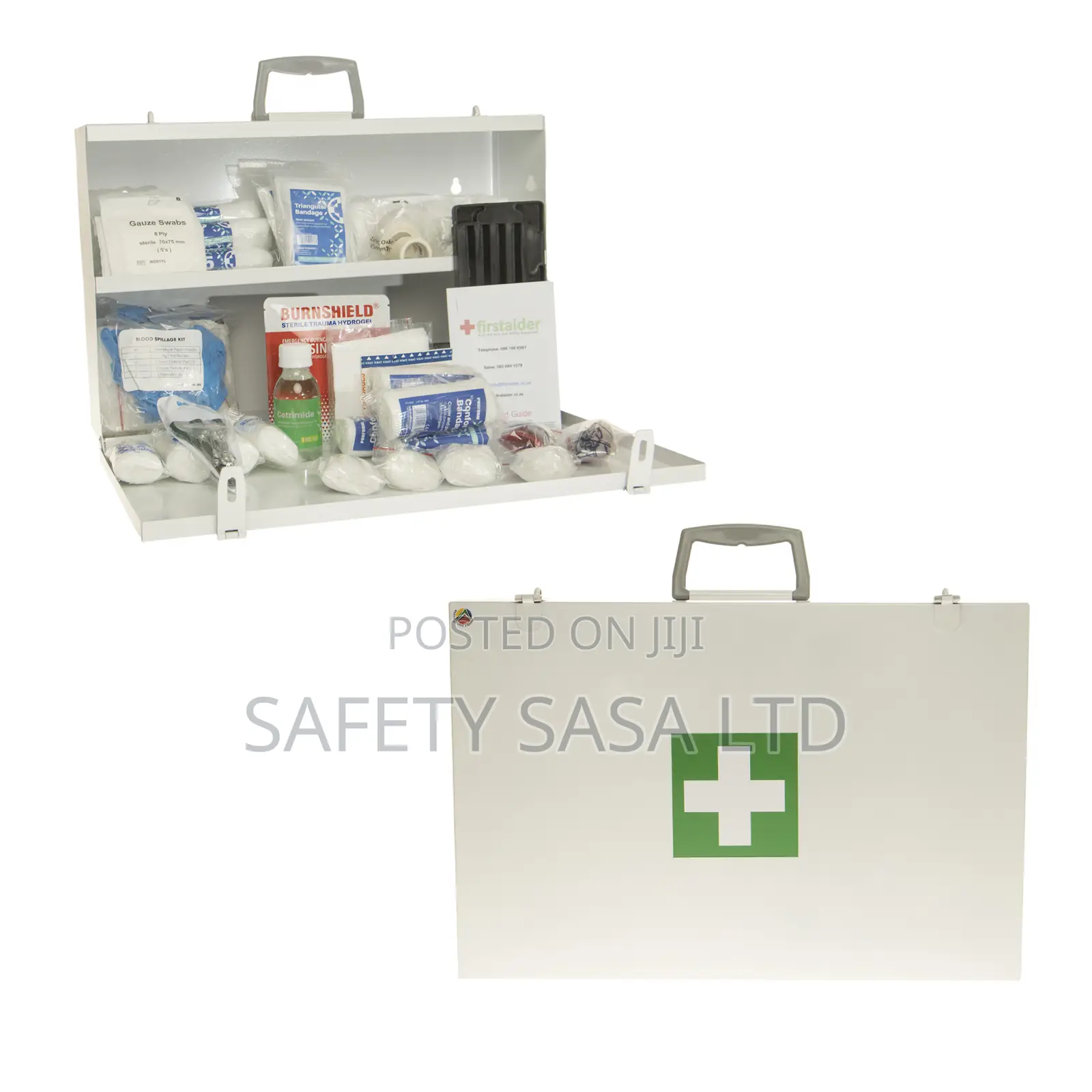 First Aid Kit in Metal Lockable Box White