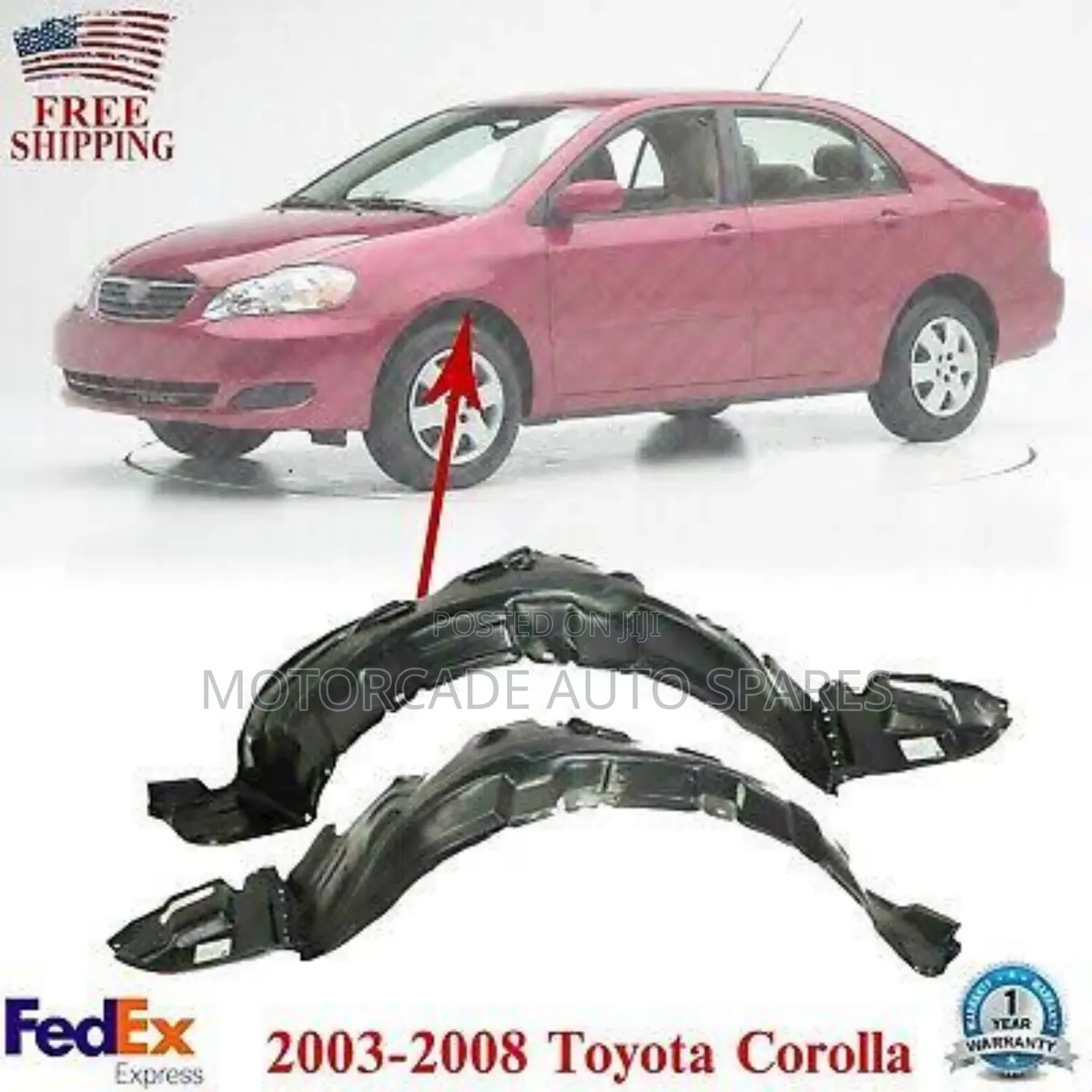 Toyota Axio 2004-2010 Front Bumper Stone Guards/Inner Fender