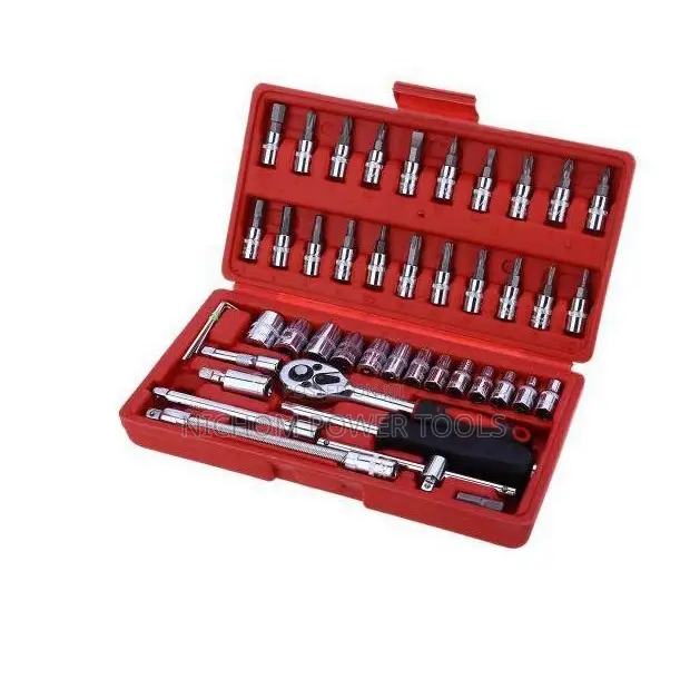 46pcs Socket Set 1/4 Car Tool Kit Ratchet Wrench Combination