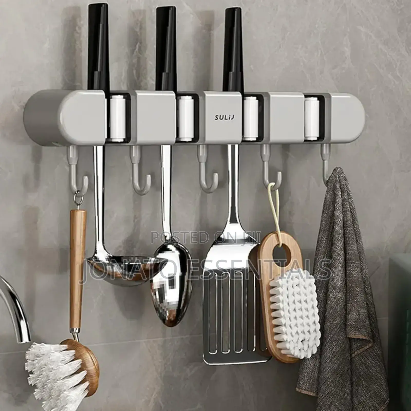 Wall Mounted Adhesive Mop Holder And Organizer