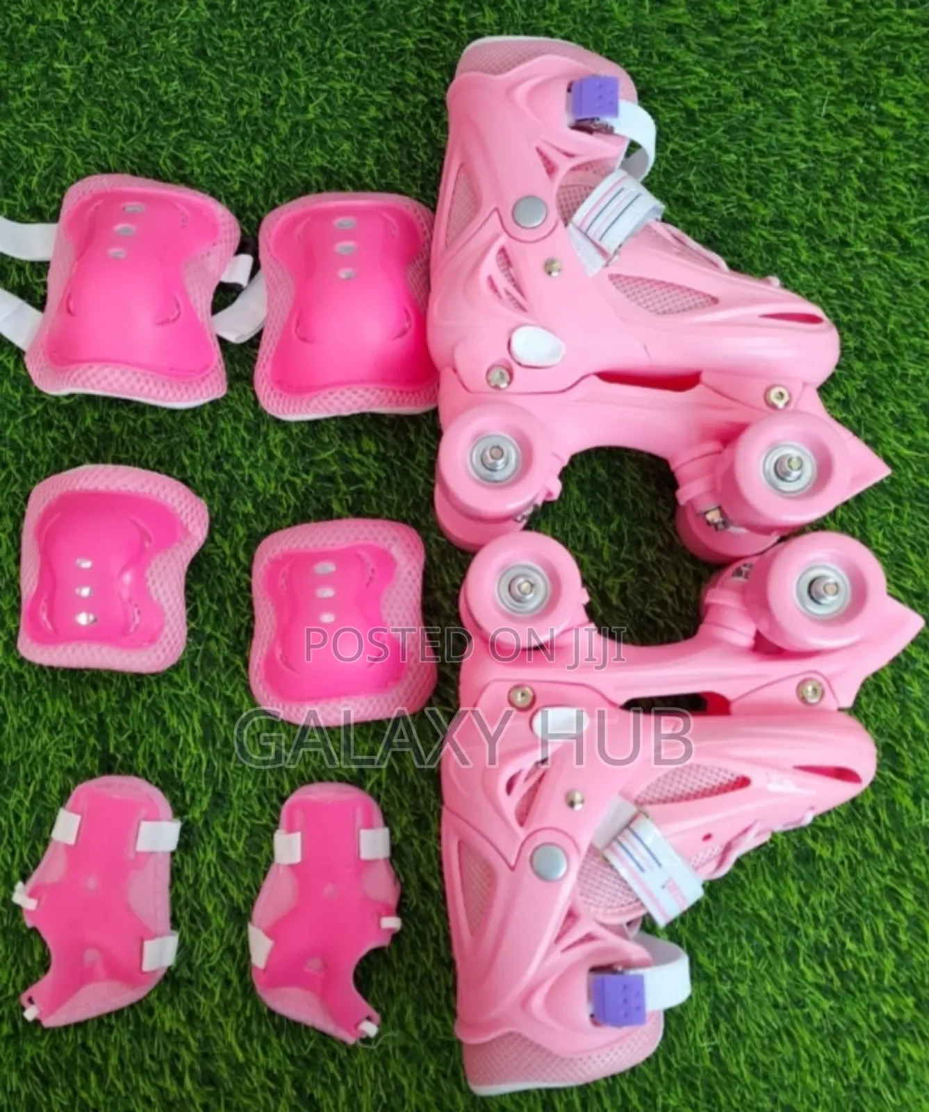 Pink 4 Wheel Skate Shoes With Joint Protective Gears