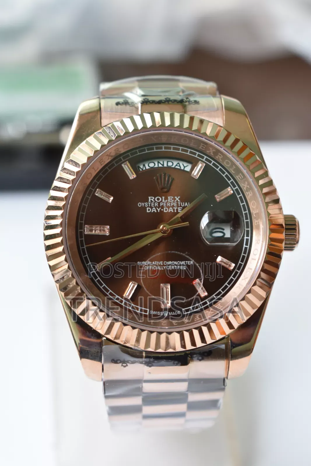 Rolex President Day and Date Rose Gold Chocolate Dial Watch