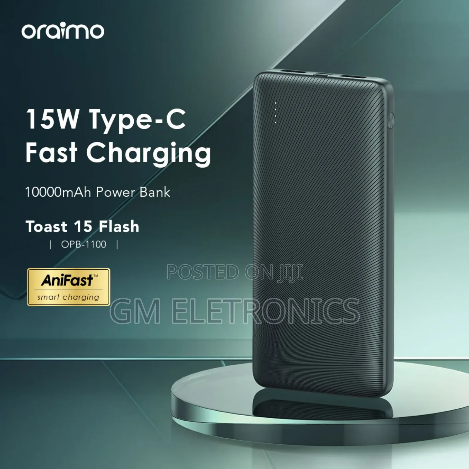 Oraimo Toast 15 Flash 10000mah Fast Charging Power Bank.