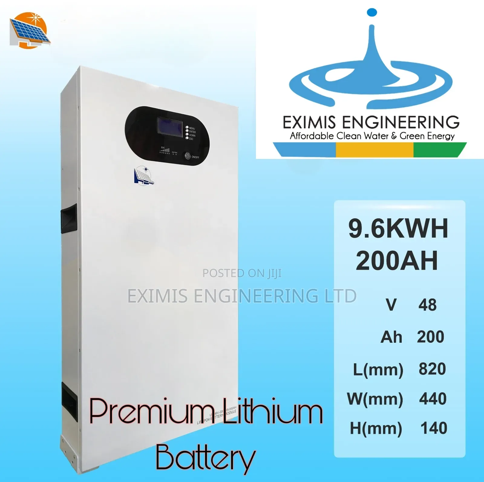 9.6kwh Solar Lithium Battery