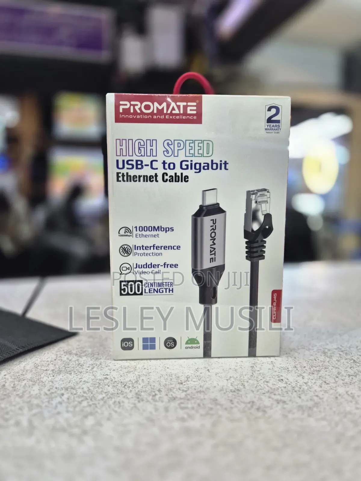 Promate -RJ45
High-Speed USB-C to Gigabit Ethernet Cable