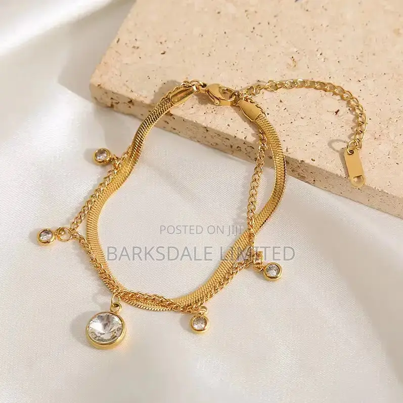 Gold Plated Zircon Stainless Steel Bracelet Women Jewelry