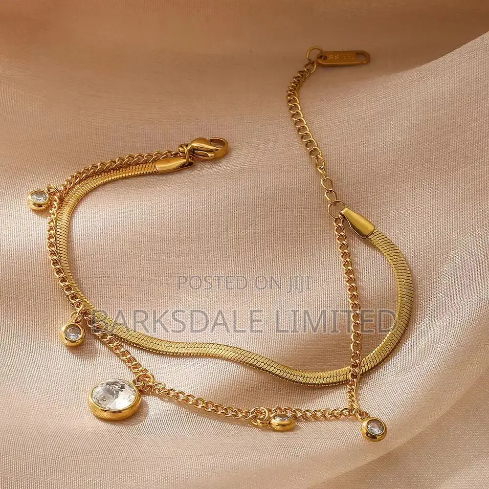 Gold Plated Zircon Stainless Steel Bracelet Women Jewelry