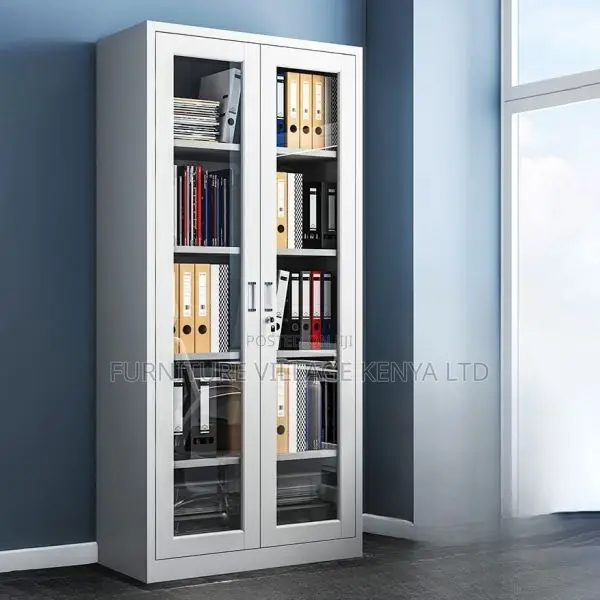 Storage Cabinet, 2-Door Full Glass Office Cabinet