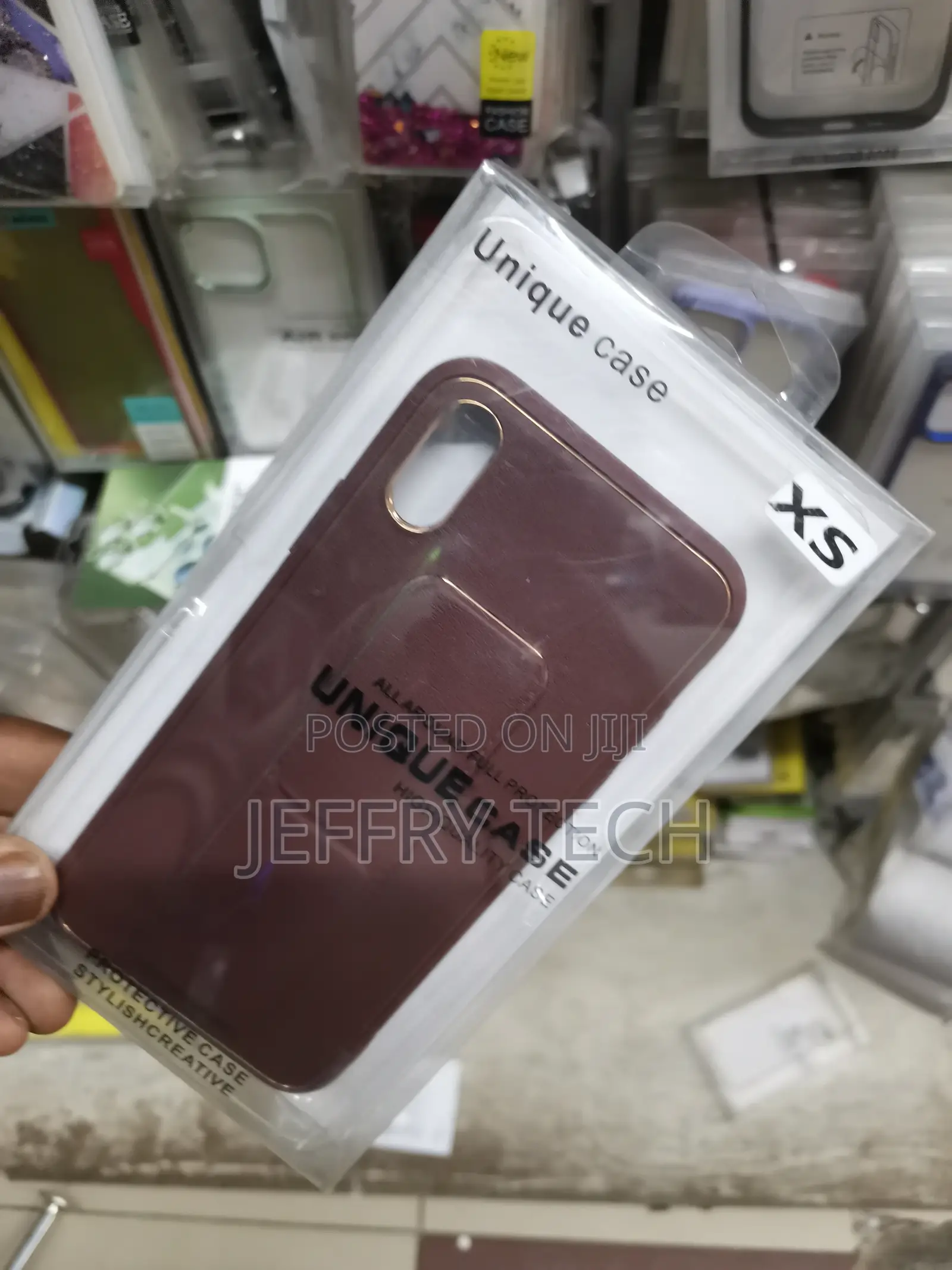Maroon iPhone XS Leather Wrist Strap Case With Stand