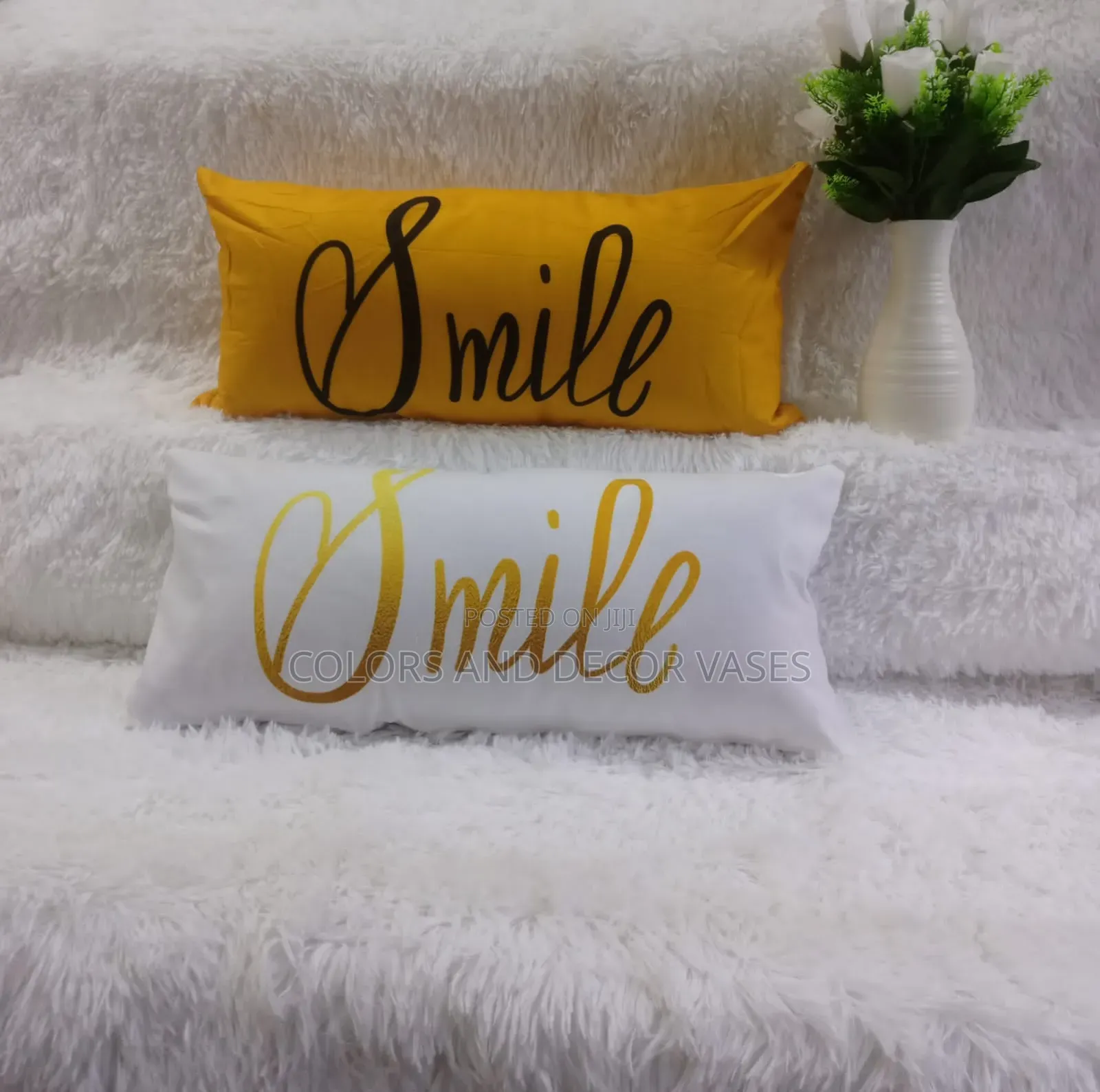Smile Pillows White and Yellow