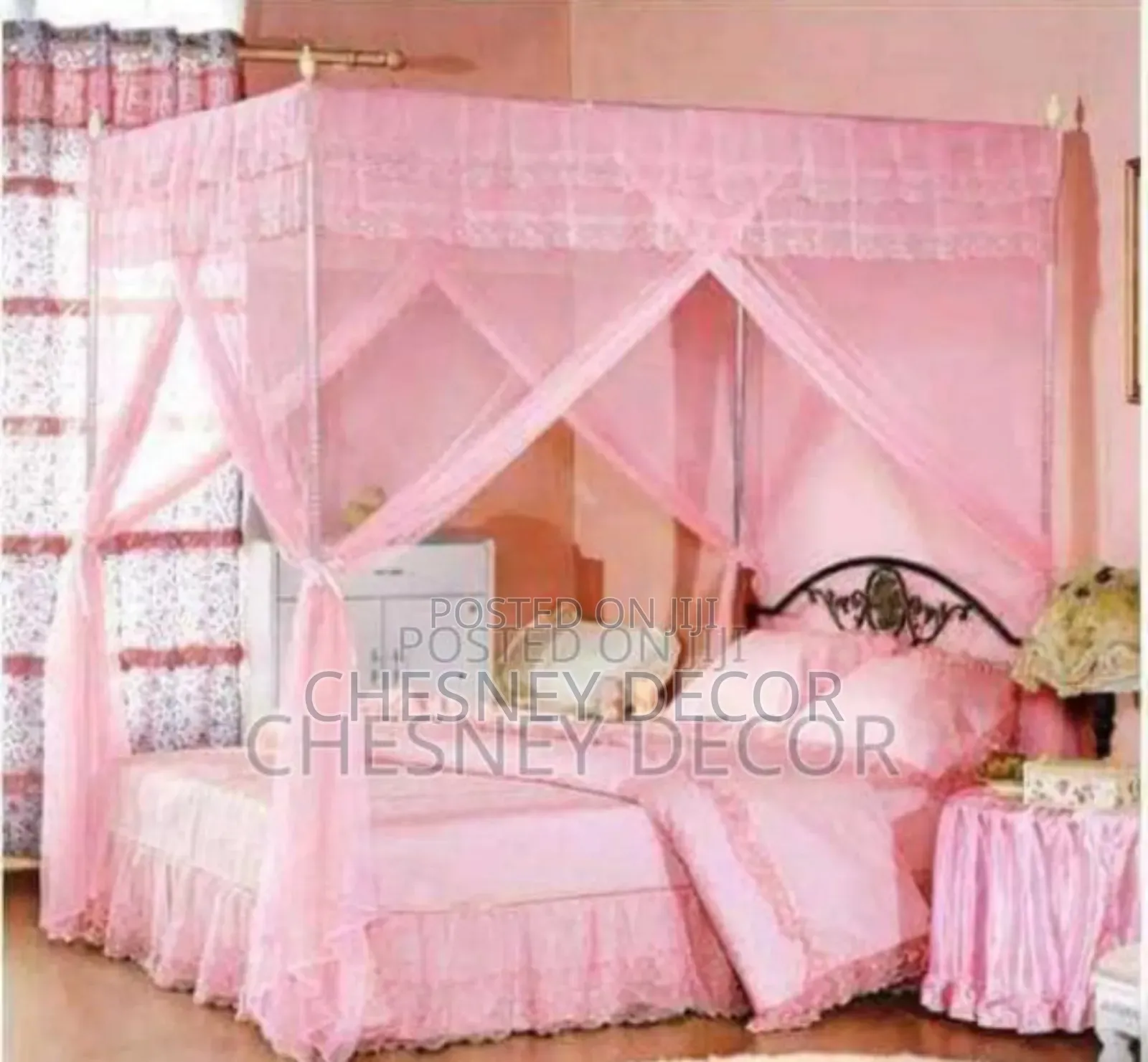 Pink Four Stand Mosquito Net
