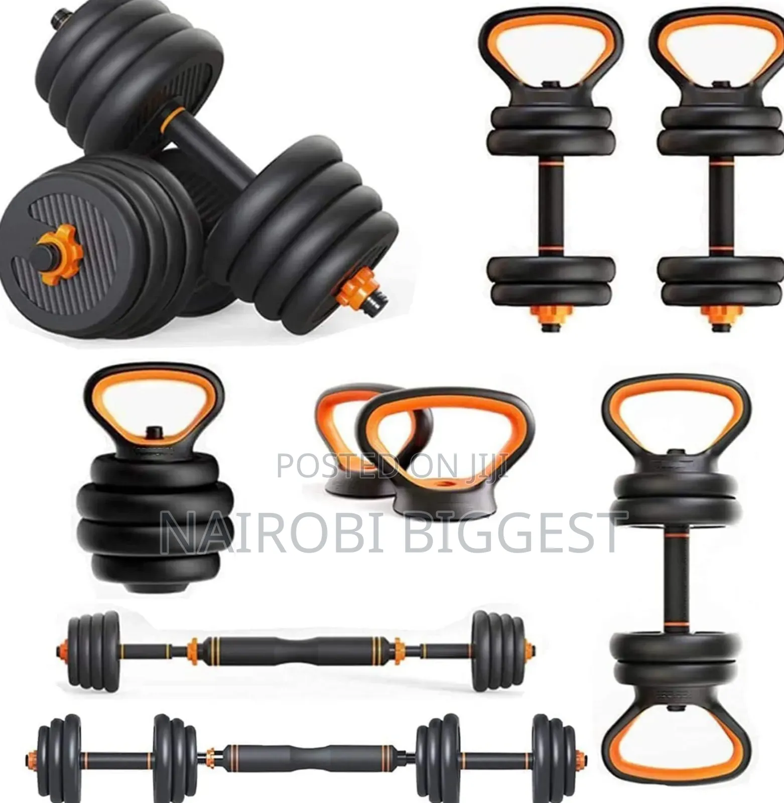 6 In 1 Adjustable 50kgs With Kettle Bells Dumbell