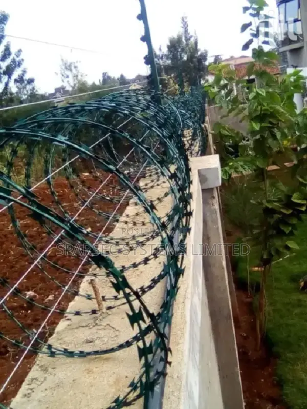 Wall Top Electric Fence Installation With Double Galvanized