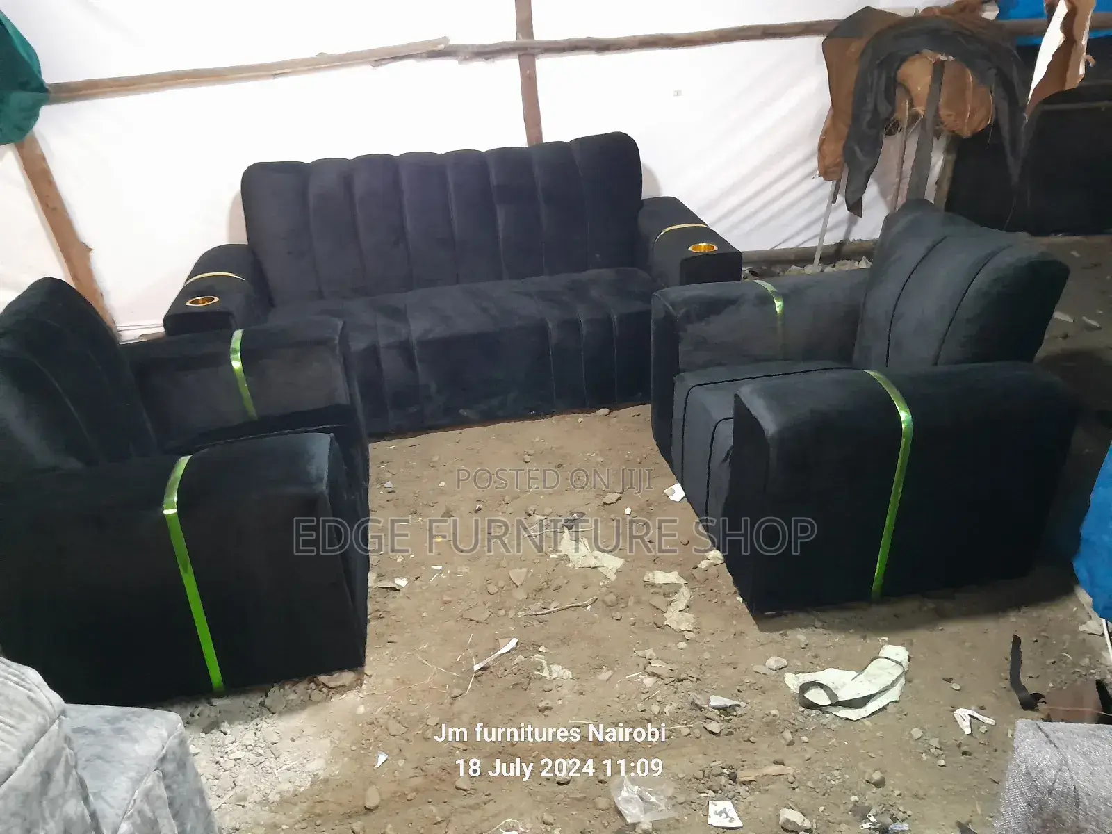 Black Five Seater Sofa Set